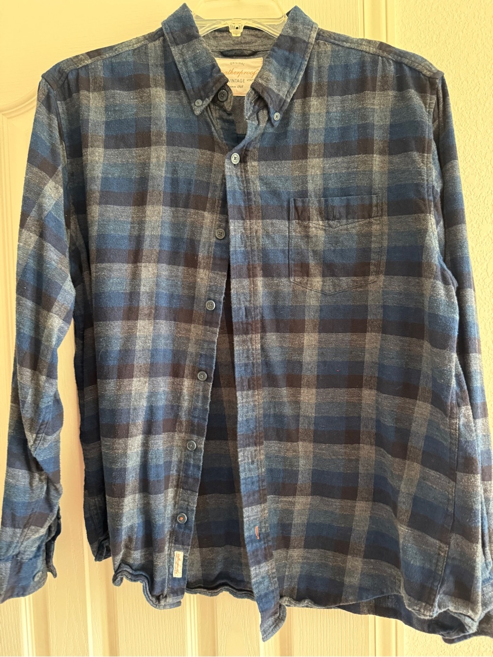 Weatherproof Men's Blue Plaid Button-Down Shirt